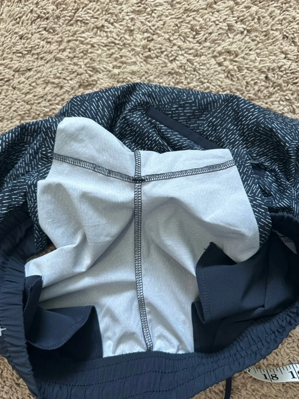 Athleta Baja Navy Blue Printed Shorts Drawstring Waist Pockets Size 6